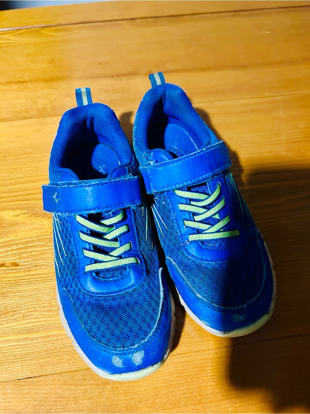 (3/$10) George Blue Kids Sneakers with Lime Accents